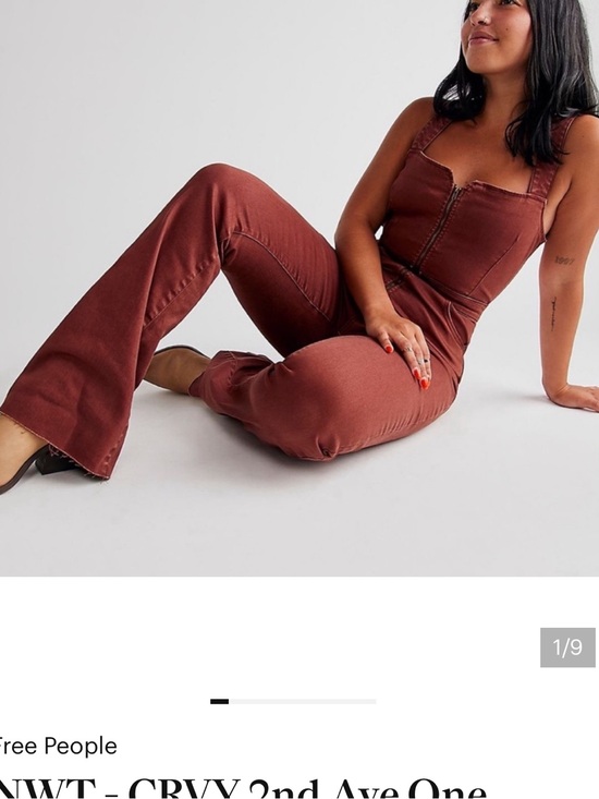 Free People Pants - Free People Brown/Red CRVY 2nd Ave One Piece jumpsuit